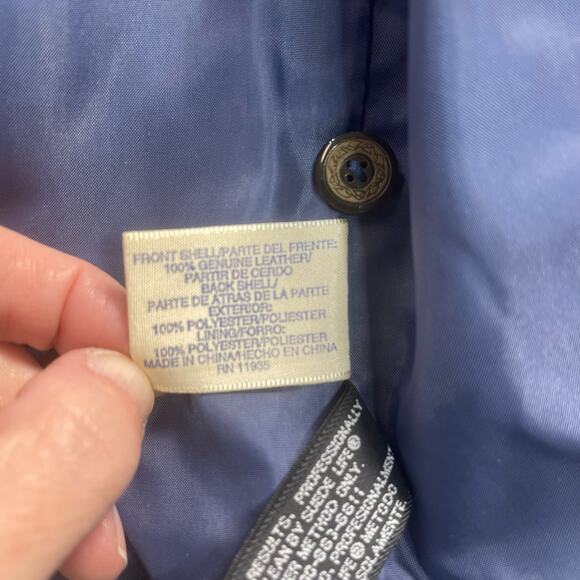 VTG Arizona China Blue genuine leather w/decorative polyester backing NWT-Med - Picture 5 of 7